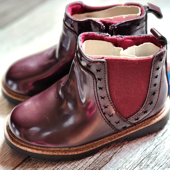 ZARA KIDS BURGUNDY PATENT LEATHER SHOE BOOT size 6 toddler - Picture 1 of 7